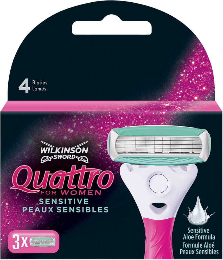 Wilkinson Sword Quattro for Women Sensitive Náhradné hlavice 3 ks